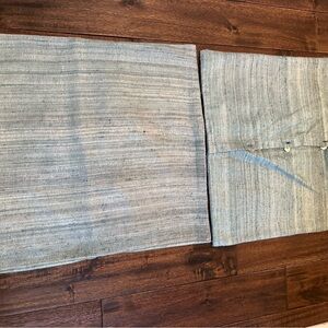 Pair of two West Elm throw pillow covers blue green sea glass